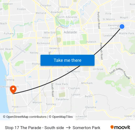 Stop 17 The Parade - South side to Somerton Park map