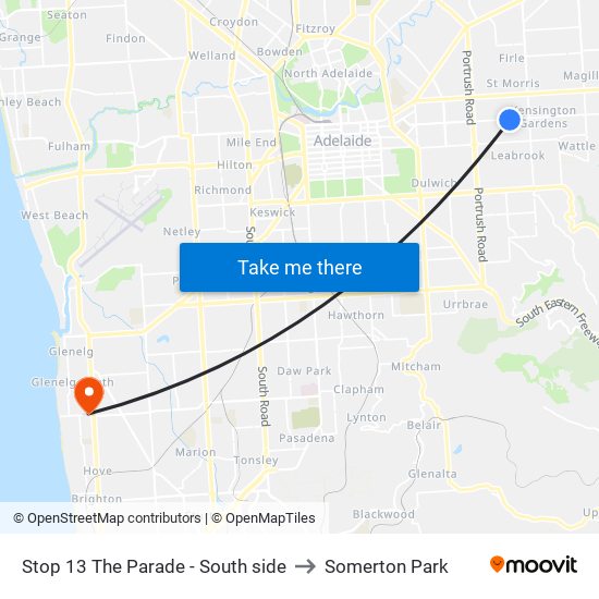 Stop 13 The Parade - South side to Somerton Park map