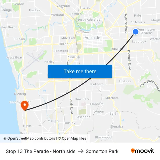 Stop 13 The Parade - North side to Somerton Park map