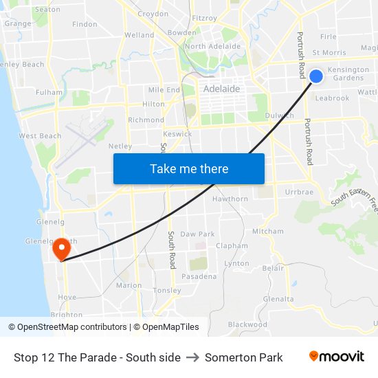 Stop 12 The Parade - South side to Somerton Park map