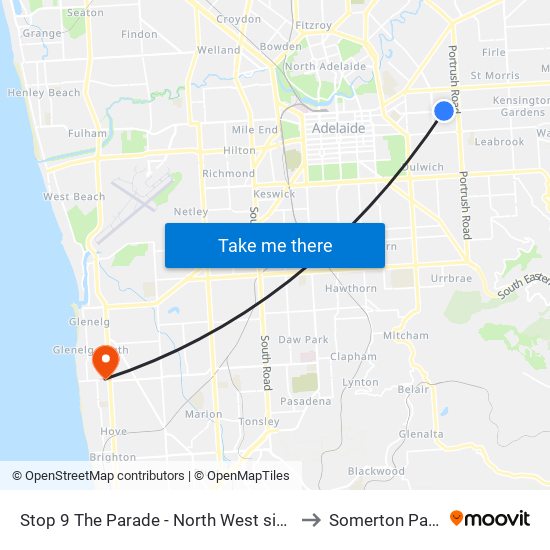 Stop 9 The Parade - North West side to Somerton Park map