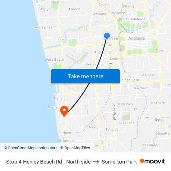 Stop 4 Henley Beach Rd - North side to Somerton Park map