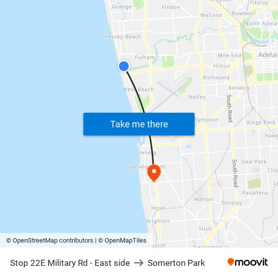 Stop 22E Military Rd - East side to Somerton Park map
