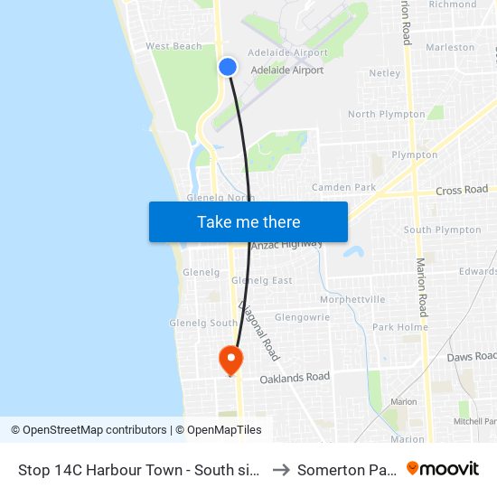 Stop 14C Harbour Town - South side to Somerton Park map