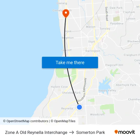 Zone A Old Reynella Interchange to Somerton Park map