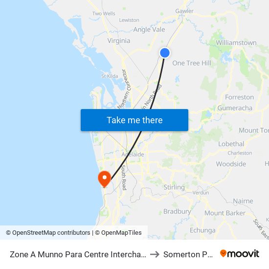 Zone A Munno Para Centre Interchange to Somerton Park map