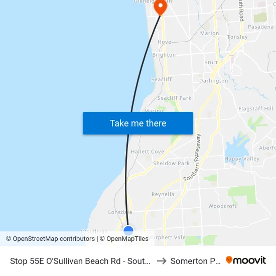 Stop 55E O'Sullivan Beach Rd - South side to Somerton Park map