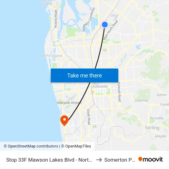 Stop 33F Mawson Lakes Blvd - North side to Somerton Park map
