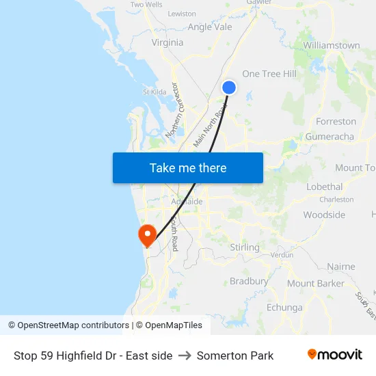 Stop 59 Highfield Dr - East side to Somerton Park map