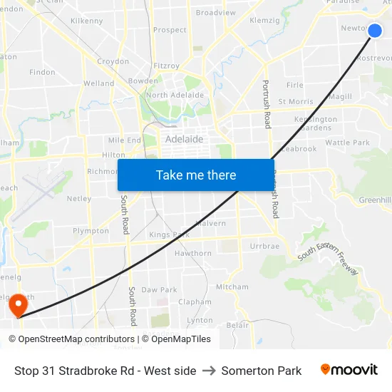 Stop 31 Stradbroke Rd - West side to Somerton Park map