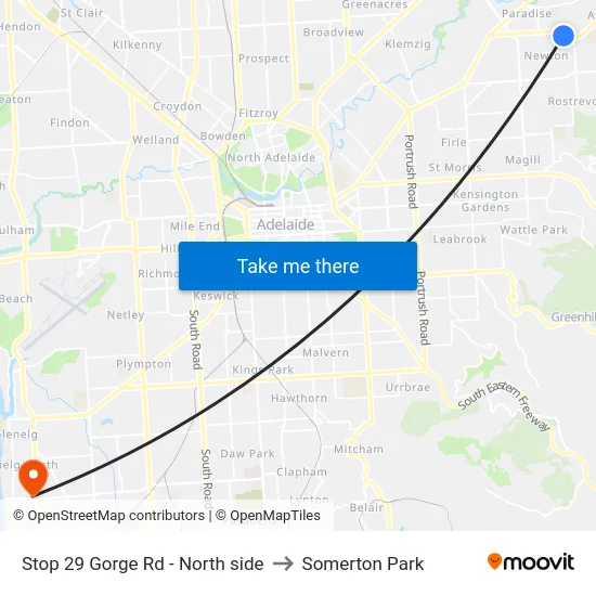 Stop 29 Gorge Rd - North side to Somerton Park map