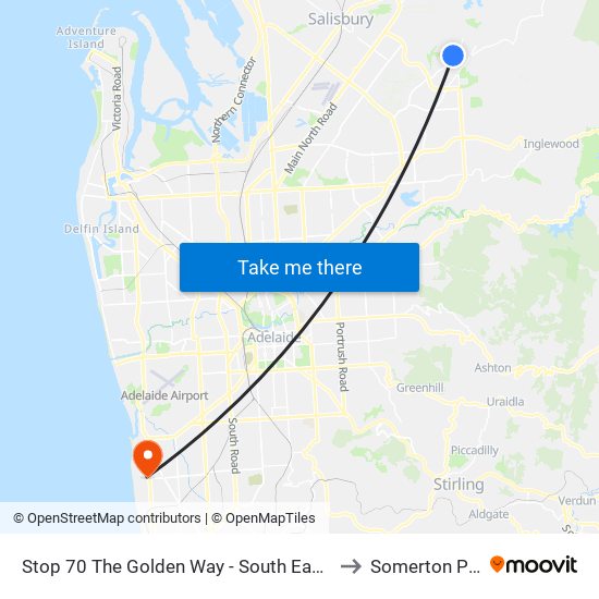 Stop 70 The Golden Way - South East side to Somerton Park map