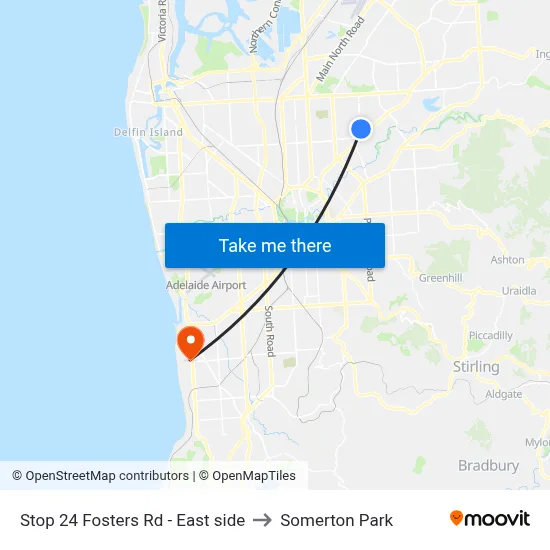 Stop 24 Fosters Rd - East side to Somerton Park map