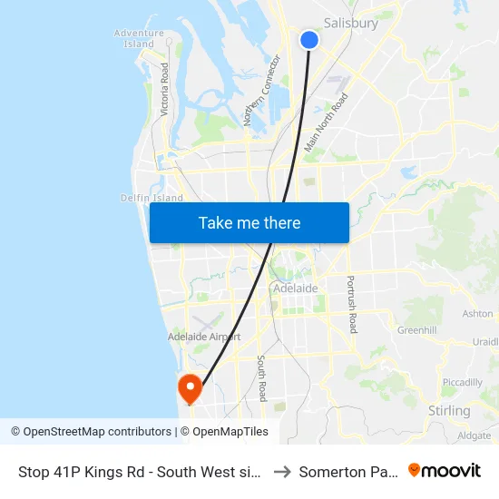Stop 41P Kings Rd - South West side to Somerton Park map