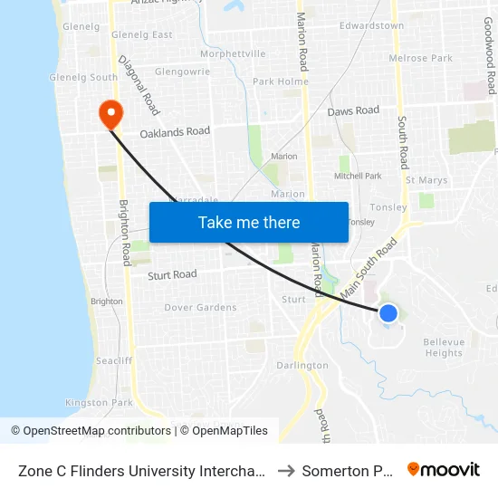 Zone C Flinders University Interchange to Somerton Park map