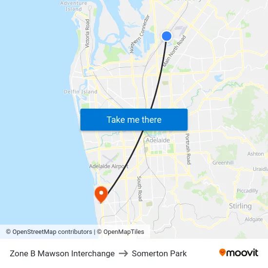 Zone B Mawson Interchange to Somerton Park map