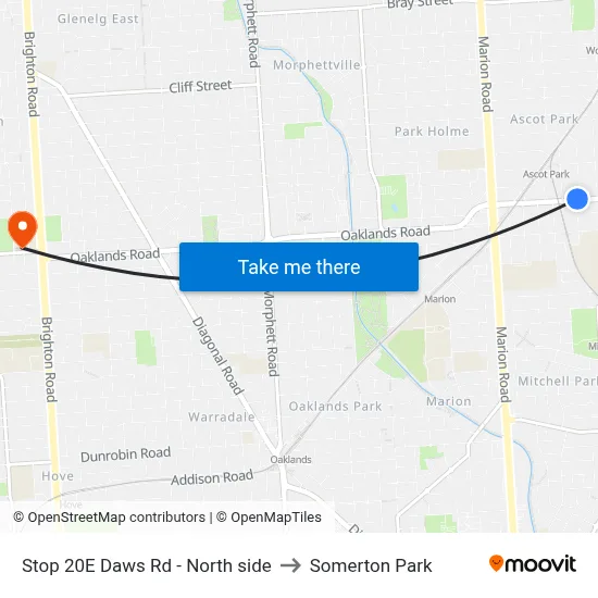 Stop 20E Daws Rd - North side to Somerton Park map