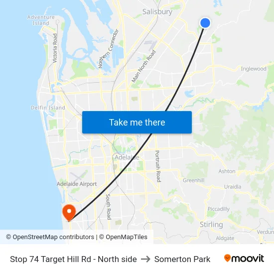 Stop 74 Target Hill Rd - North side to Somerton Park map