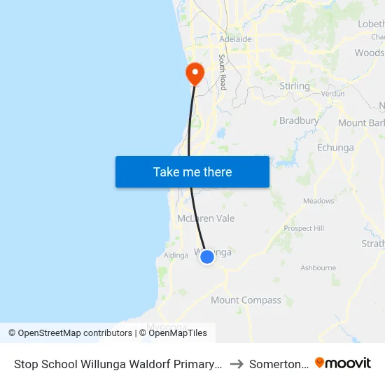 Stop School Willunga Waldorf Primary School Jay Dr to Somerton Park map
