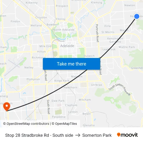Stop 28 Stradbroke Rd - South side to Somerton Park map