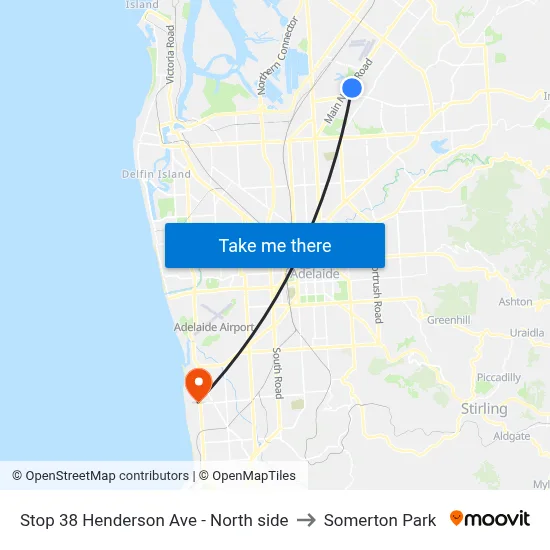 Stop 38 Henderson Ave - North side to Somerton Park map