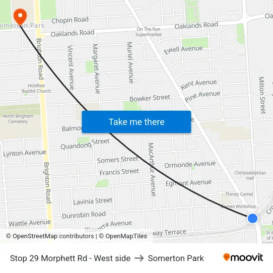 Stop 29 Morphett Rd - West side to Somerton Park map