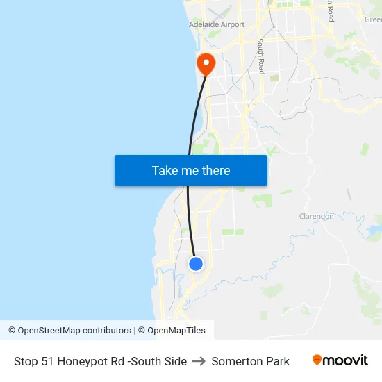 Stop 51 Honeypot Rd -South Side to Somerton Park map