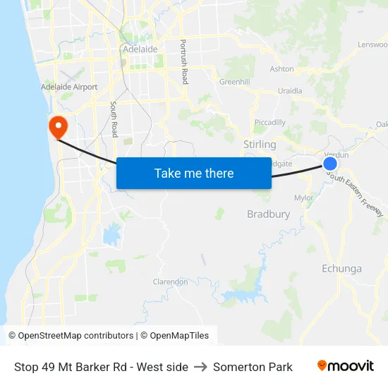 Stop 49 Mt Barker Rd - West side to Somerton Park map