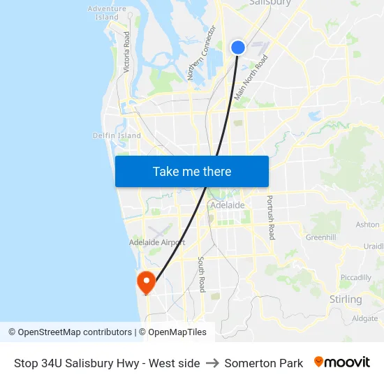 Stop 34U Salisbury Hwy - West side to Somerton Park map