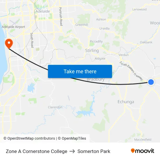 Zone A Cornerstone College to Somerton Park map
