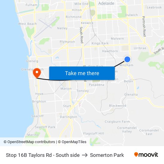 Stop 16B Taylors Rd - South side to Somerton Park map