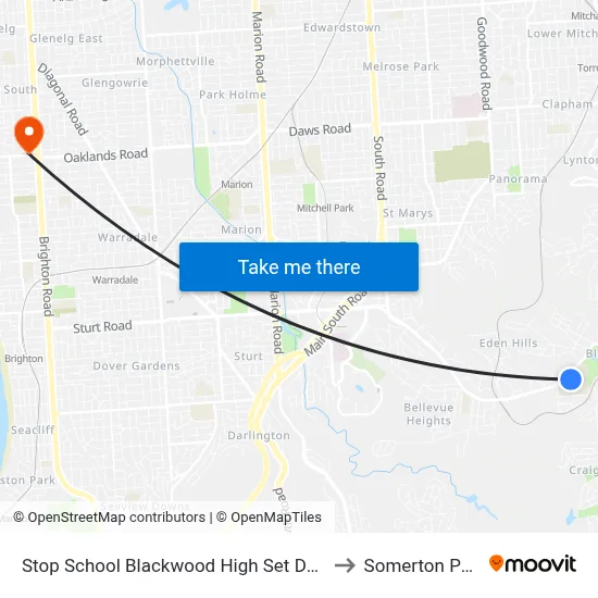 Stop School Blackwood High Set Down to Somerton Park map