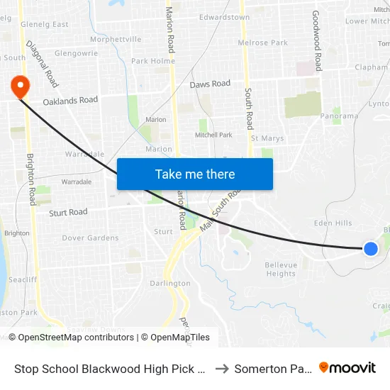 Stop School Blackwood High Pick Up to Somerton Park map