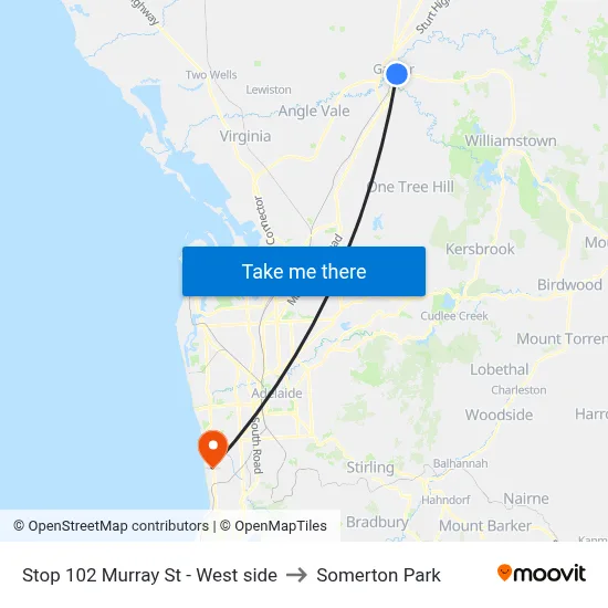 Stop 102 Murray St - West side to Somerton Park map