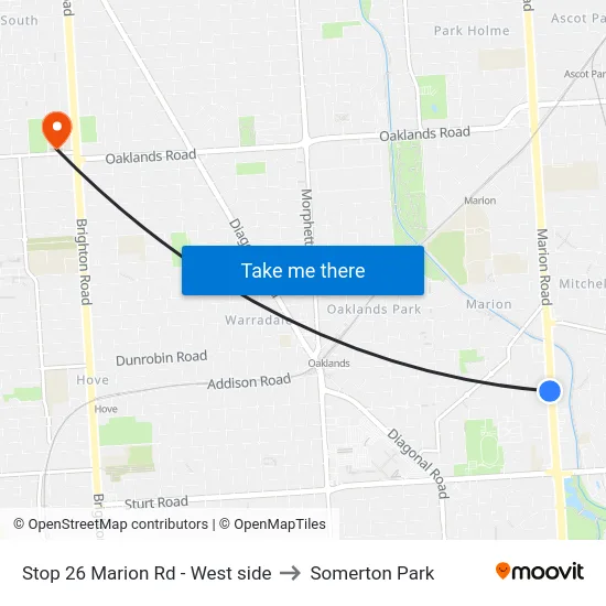 Stop 26 Marion Rd - West side to Somerton Park map