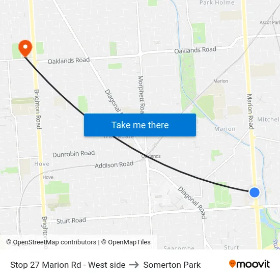 Stop 27 Marion Rd - West side to Somerton Park map