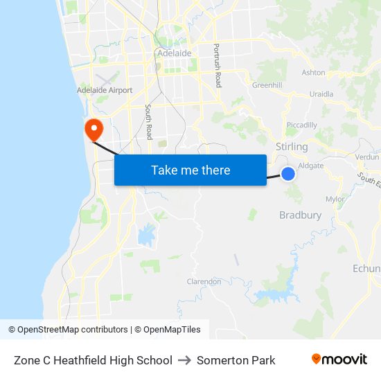Zone C Heathfield High School to Somerton Park map