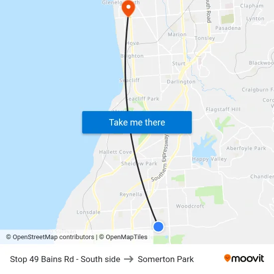 Stop 49 Bains Rd - South side to Somerton Park map