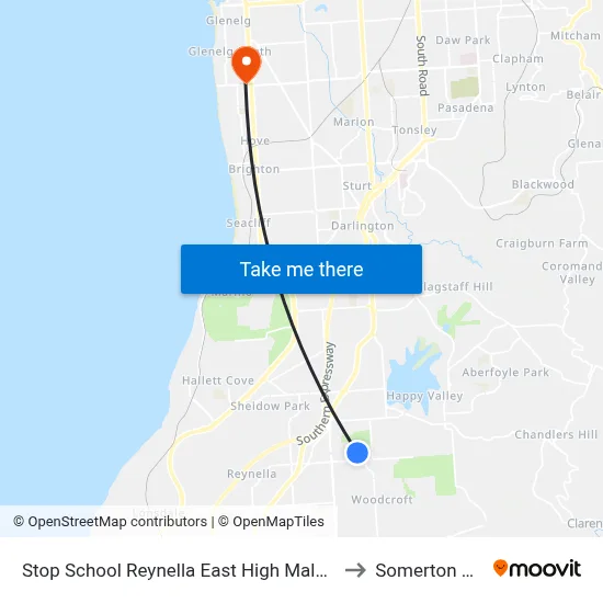 Stop School Reynella East High Malbeck Dr to Somerton Park map