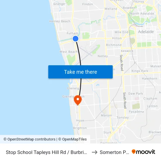 Stop School Tapleys Hill Rd / Burbridge Rd to Somerton Park map