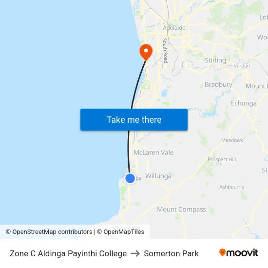 Zone C Aldinga Payinthi College to Somerton Park map