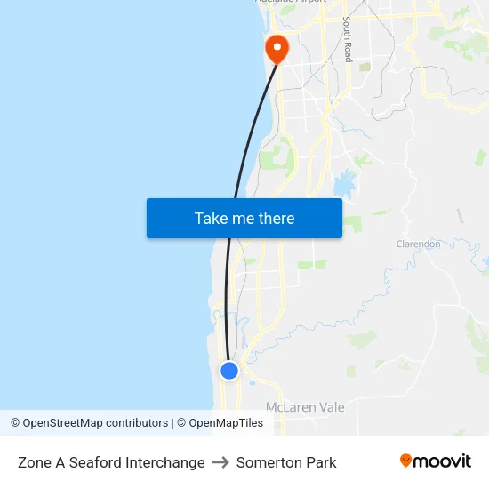Zone A Seaford Interchange to Somerton Park map