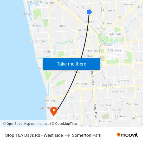 Stop 16A Days Rd - West side to Somerton Park map