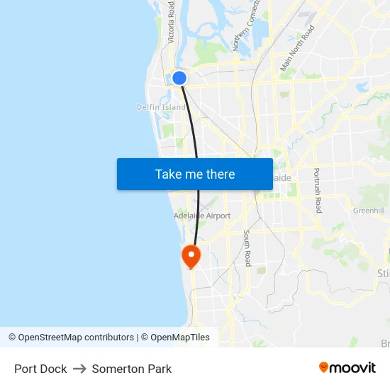 Port Dock to Somerton Park map