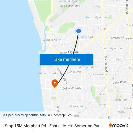 Stop 15M Morphett Rd - East side to Somerton Park map