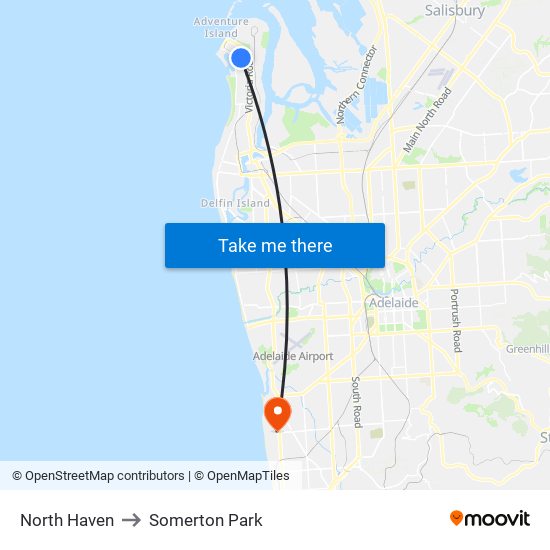 North Haven to Somerton Park map