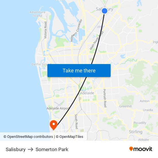 Salisbury to Somerton Park map