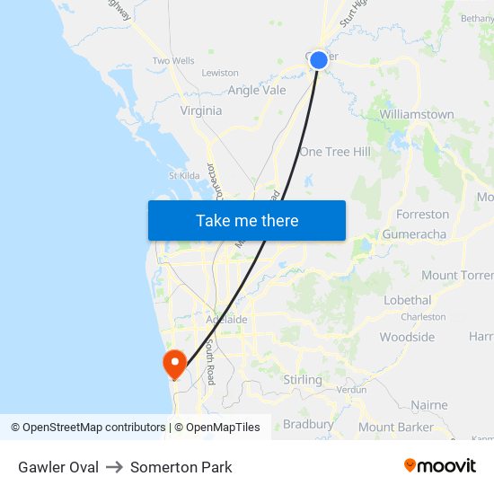 Gawler Oval to Somerton Park map