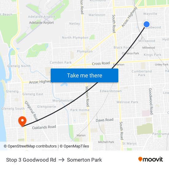 Stop 3 Goodwood Rd to Somerton Park map