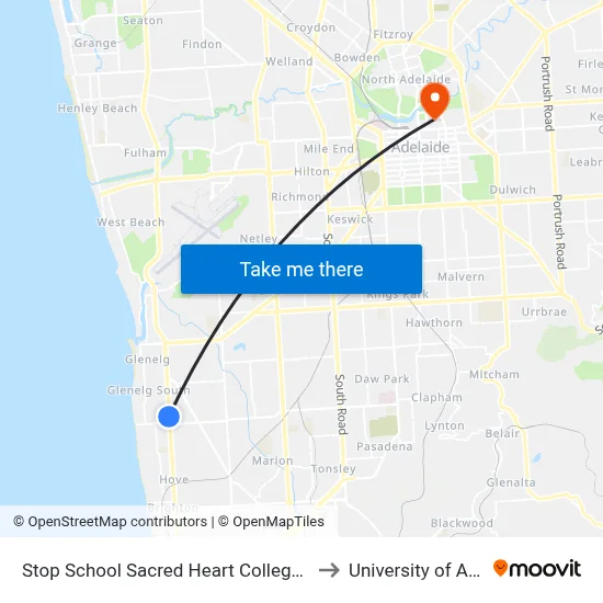 Stop School Sacred Heart College Brighton Rd to University of Adelaide map